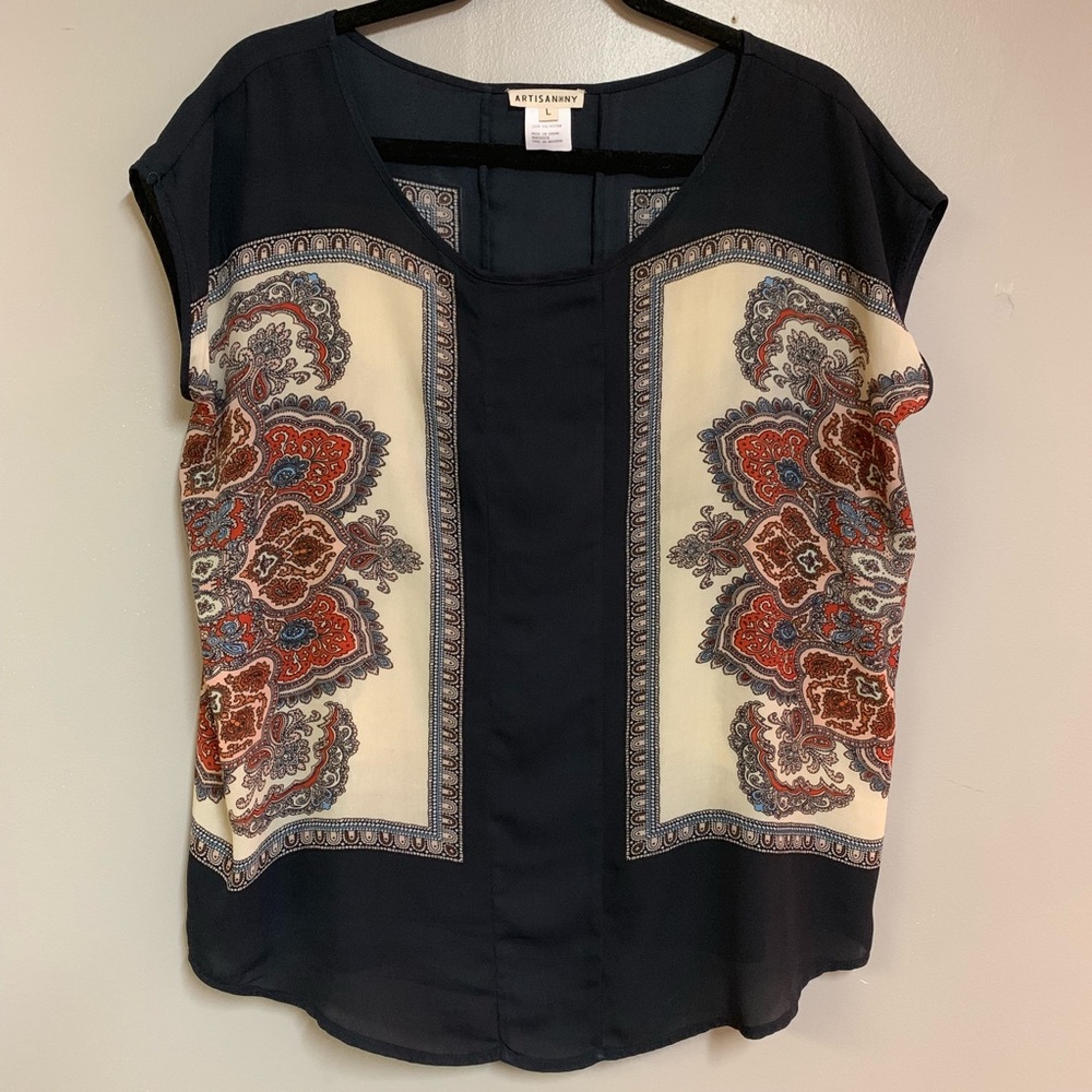 Artisan NY Block Print Blouse (L)